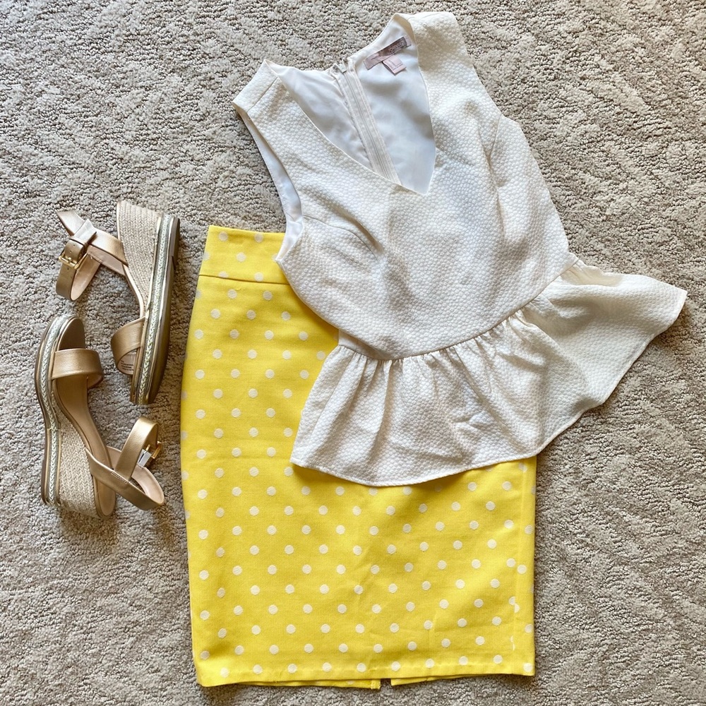 Cream Peplum Top